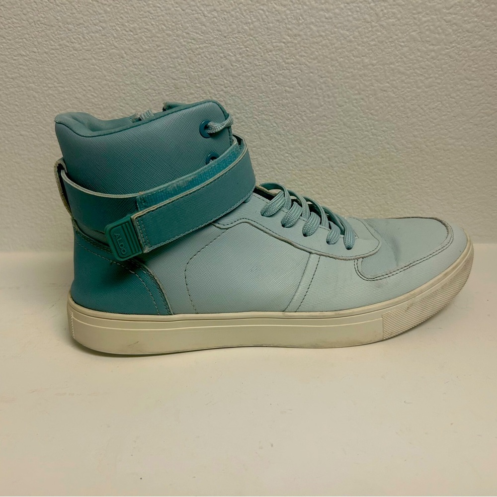 ALDO Shoes Mens Light Blue Lace Up W/ Side Zip High Top Sethen Sneakers Size 9